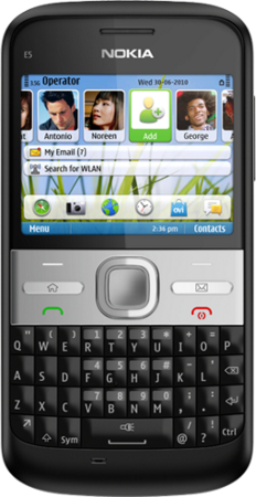 Vista frontal del Nokia E5.