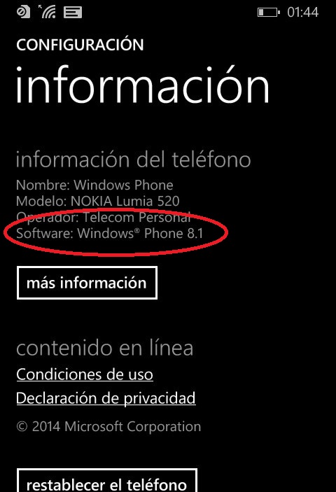 En Configuración podrás ver qué versión de Windows tiene tu teléfono