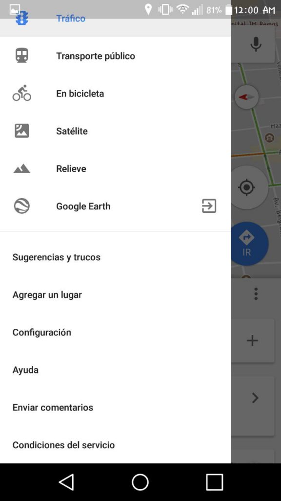 Google Maps Menú